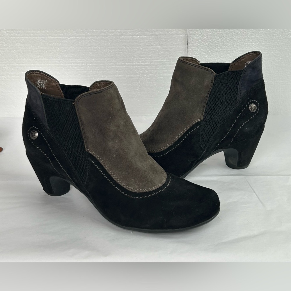 Earthies Victorian Inspired Stylish Black and‎ Gray Women's Suede Ankle Boots